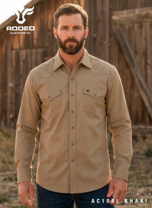 CAMISA RODEO CO. CABALLERO LISA BROCHE PRESION AC108L BE