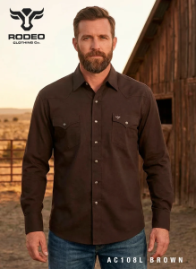 CAMISA RODEO CO. CABALLERO LISA BROCHE PRESION AC108L C