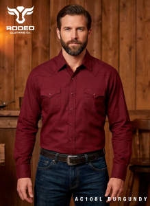 CAMISA RODEO CO. CABALLERO LISA BROCHE PRESION AC108L G